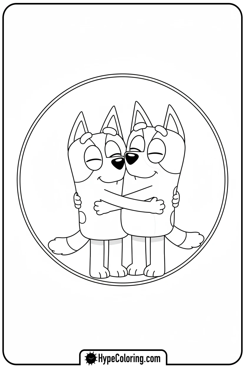 bluey-and-bingo-hugging - bluey and bingo coloring pages