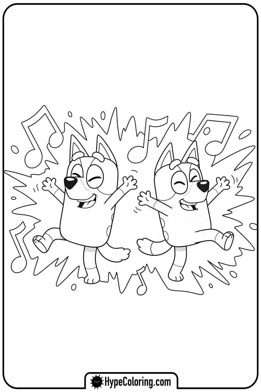 bluey-and-bingo-dancing-silly - bluey and bingo coloring pages