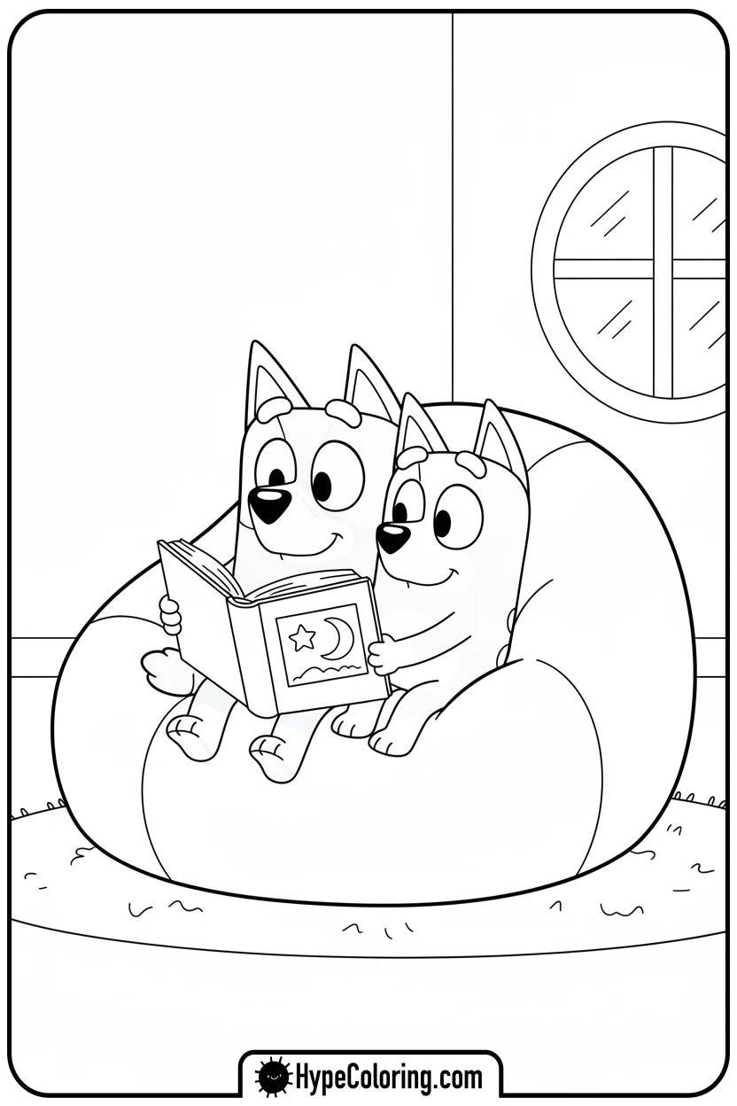 bluey-and-bingo-reading-book - bluey and bingo coloring pages