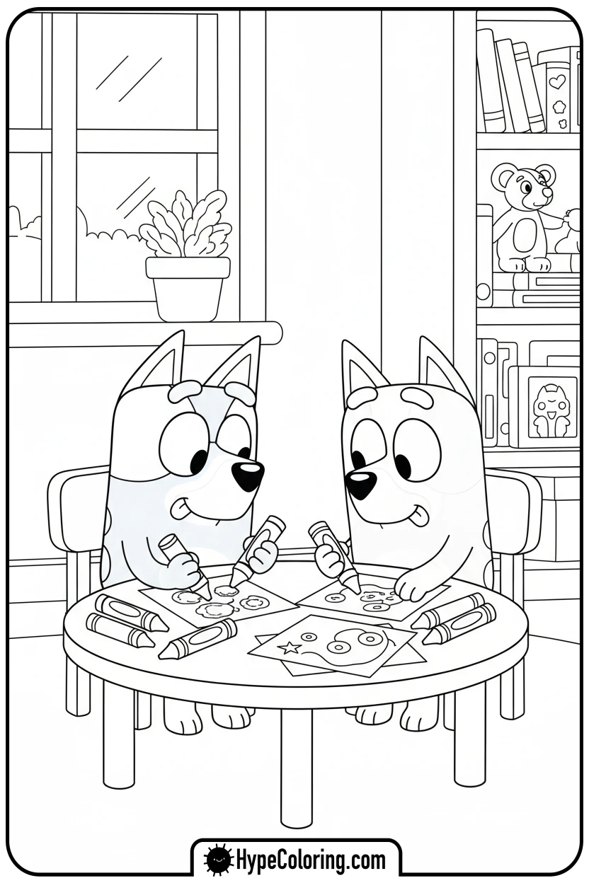 bluey-and-bingo-drawing - bluey and bingo coloring pages