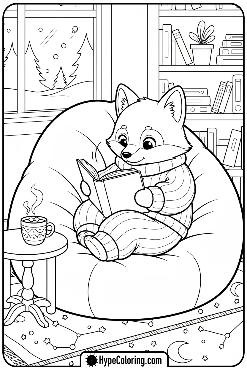 Click to download PDF character-reading-a-book - bobbie goods coloring page