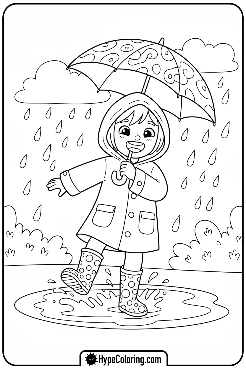 Click to download PDF character-jumping-in-a-puddle - bobbie goods coloring page