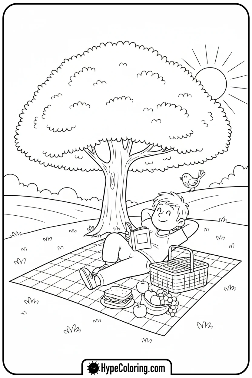 Click to download PDF character-having-a-picnic - bobbie goods coloring page