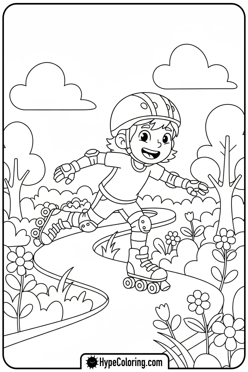 Click to download PDF character-roller-skating - bobbie goods coloring page