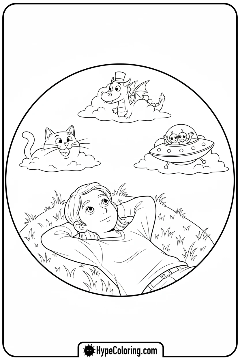 Click to download PDF character-cloud-gazing - bobbie goods coloring page