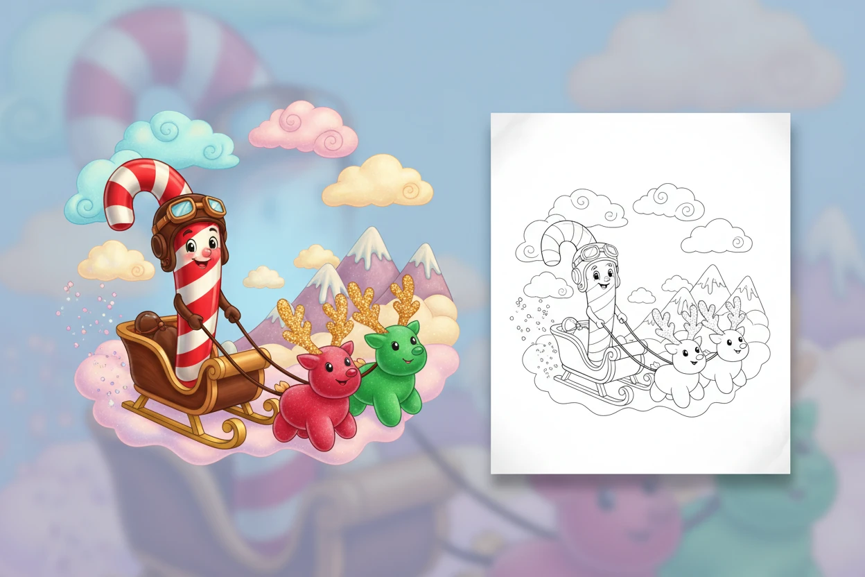 a-brave-candy-cane-soaring - candy cane coloring pages
