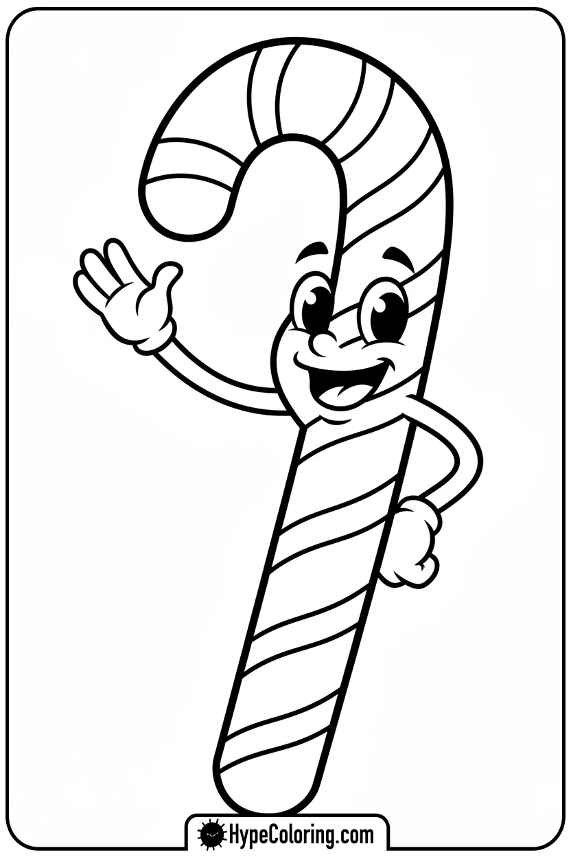 happy-candy-cane-waving - candy cane coloring pages