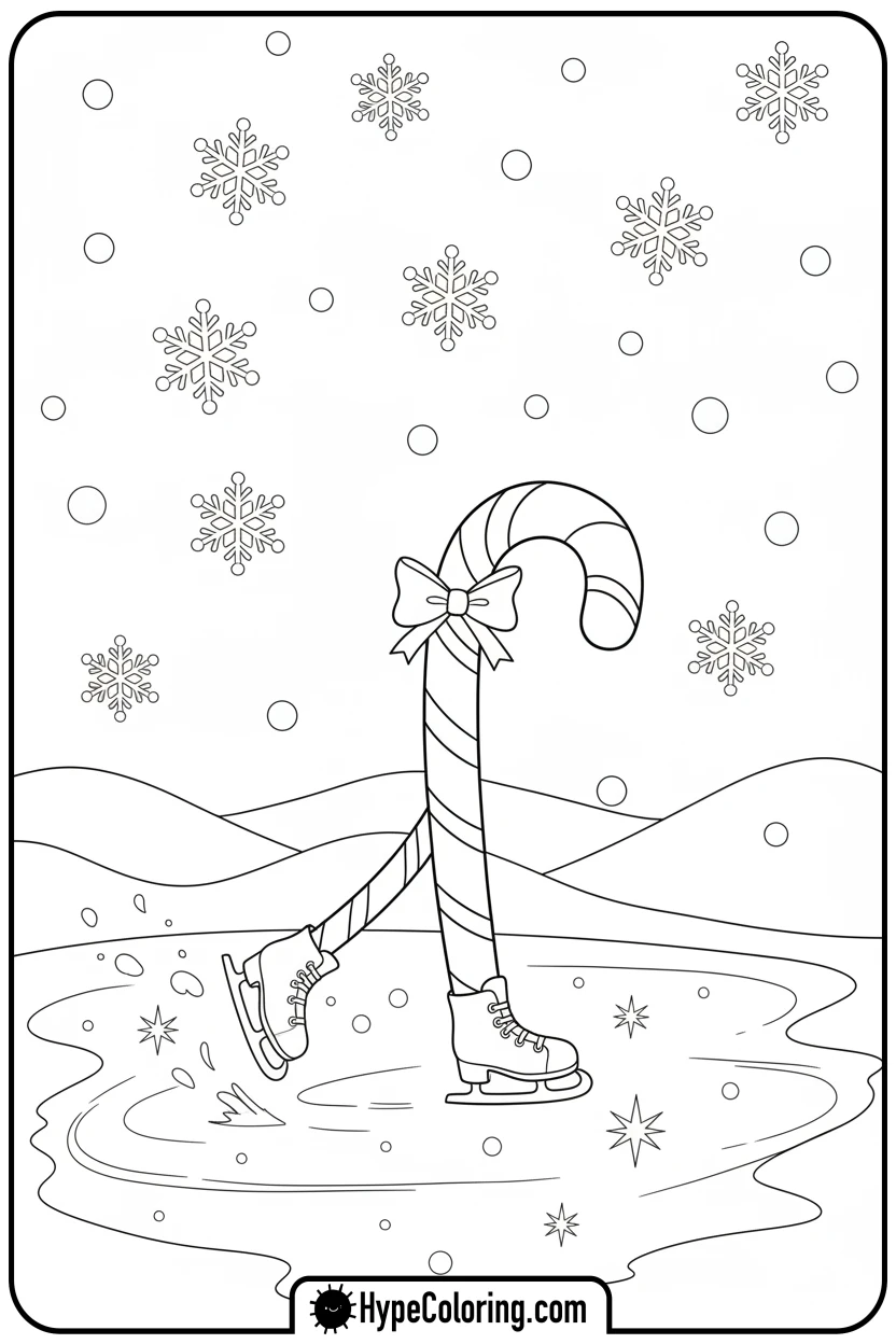 candy-cane-ice-skating - candy cane coloring pages