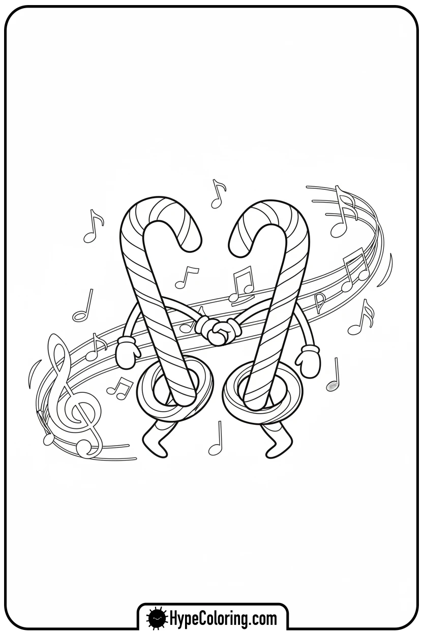 two-candy-canes-dancing - candy cane coloring pages
