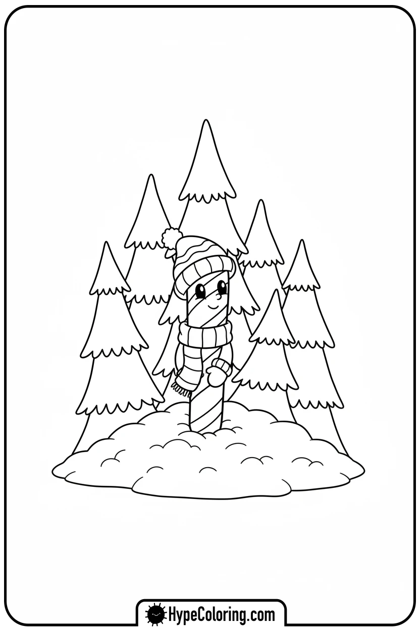 candy-cane-in-snow-with-scarf - candy cane coloring pages