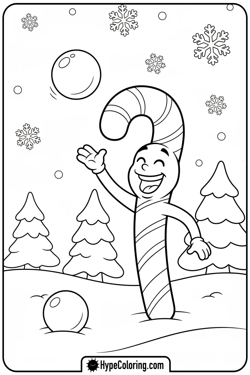 candy-cane-throwing-snowball - candy cane coloring pages