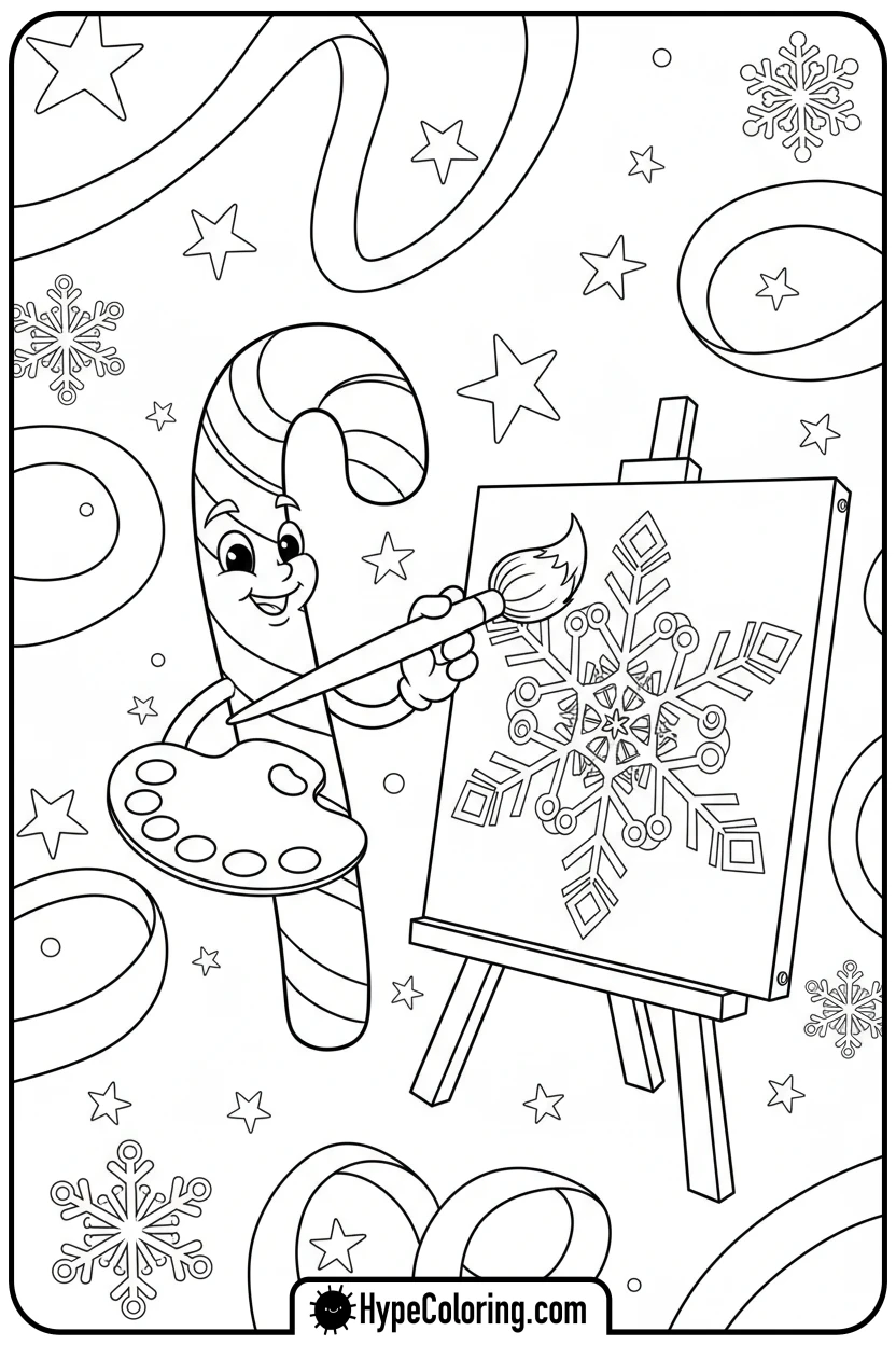 candy-cane-painting-snowflake - candy cane coloring pages