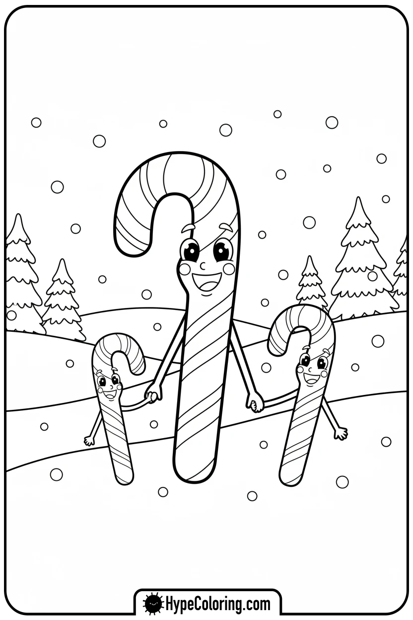candy-cane-family-holding-hands - candy cane coloring pages