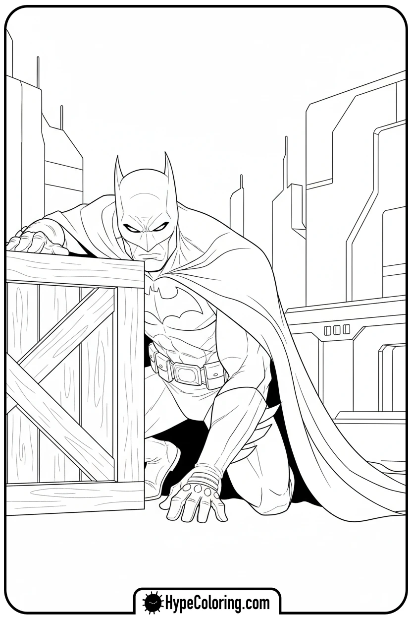 Click to download PDF batman-crouching-stealthily - coloring batman pages