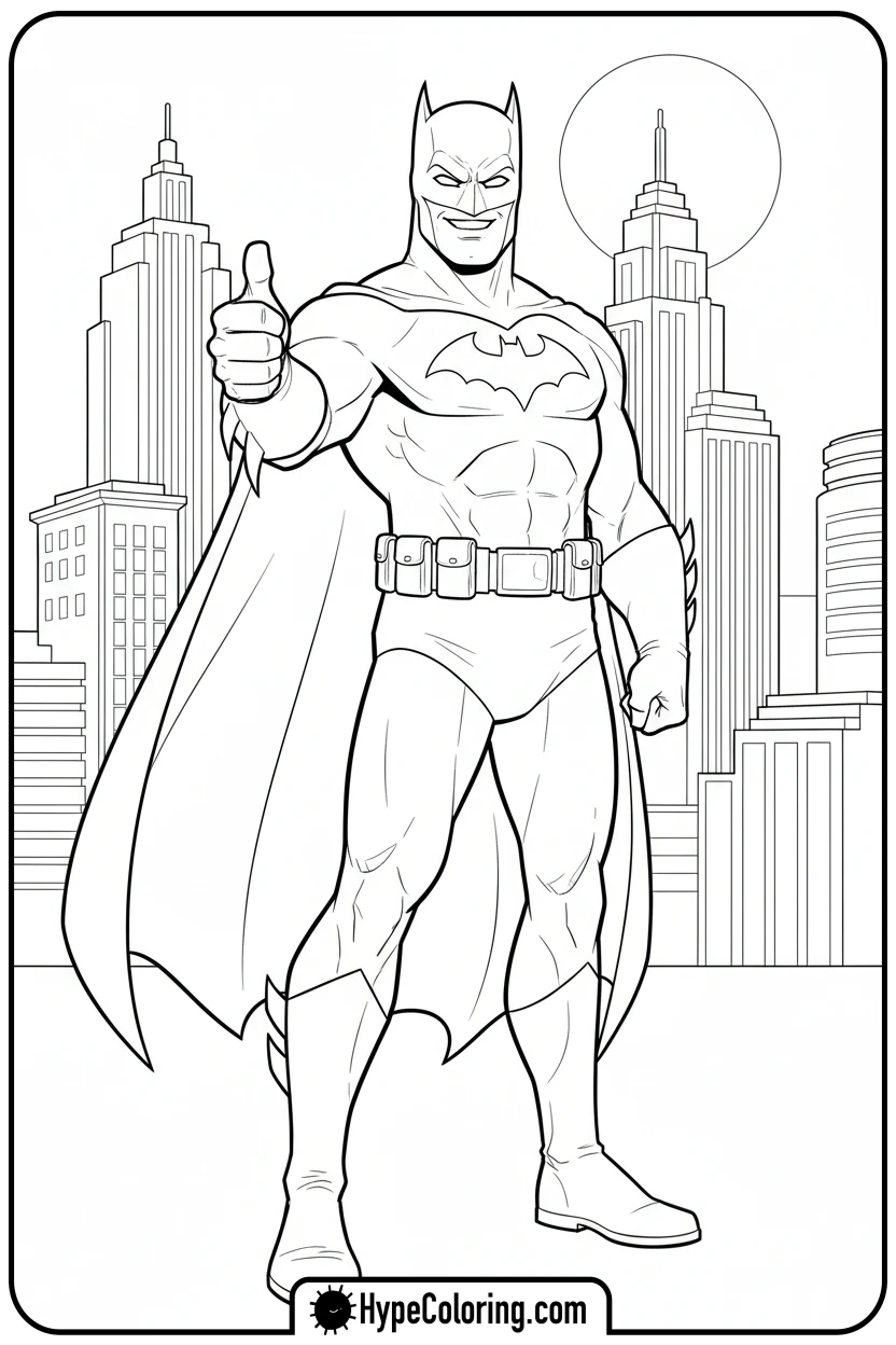 Click to download PDF batman-giving-thumbs-up - coloring batman pages
