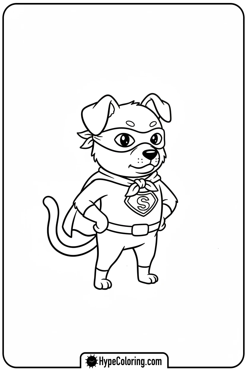 sardines-dog-cat-superhero-pose - Sardines Dog Cat Coloring Pages