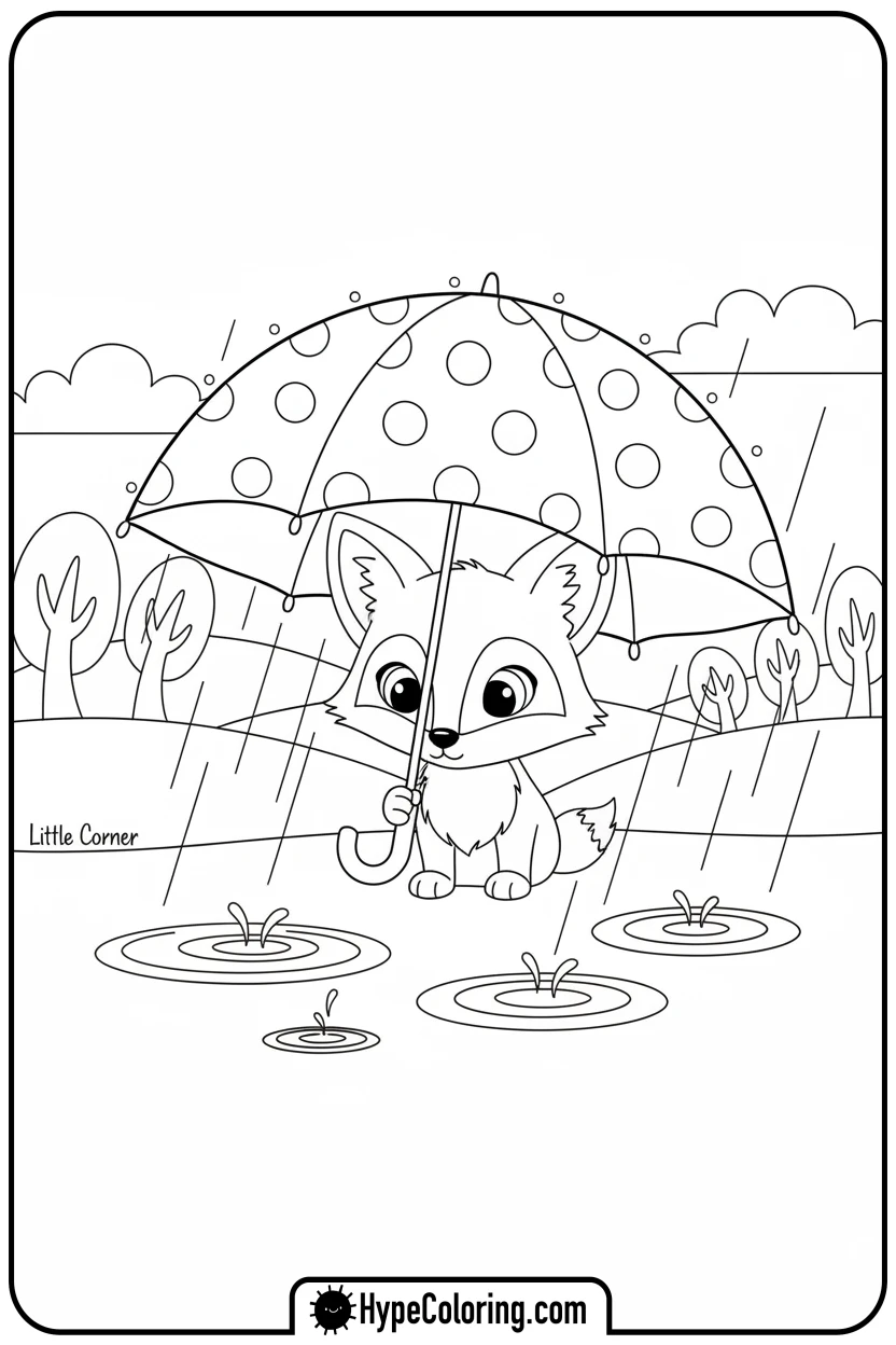 little-corner-under-umbrella - Little Corner coloring pages