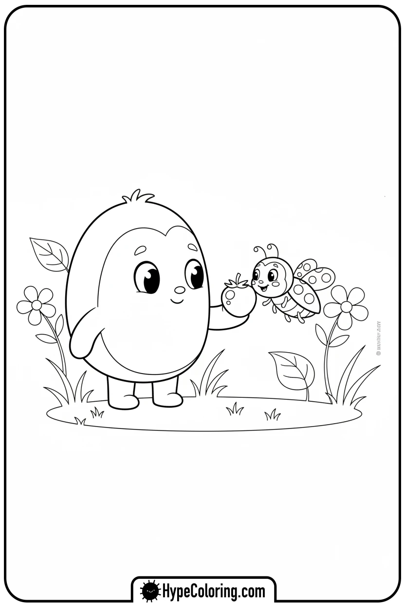 little-corner-sharing-berry-with-ladybug - Little Corner coloring pages