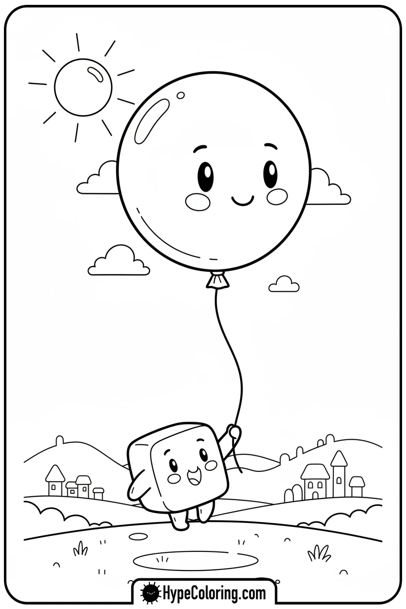 little-corner-floating-with-balloon - Little Corner coloring pages