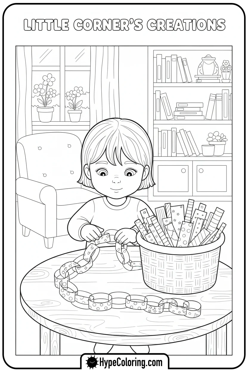 little-corner-making-paper-chain - Little Corner coloring pages