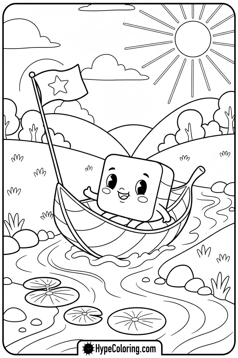 little-corner-on-leaf-boat - Little Corner coloring pages