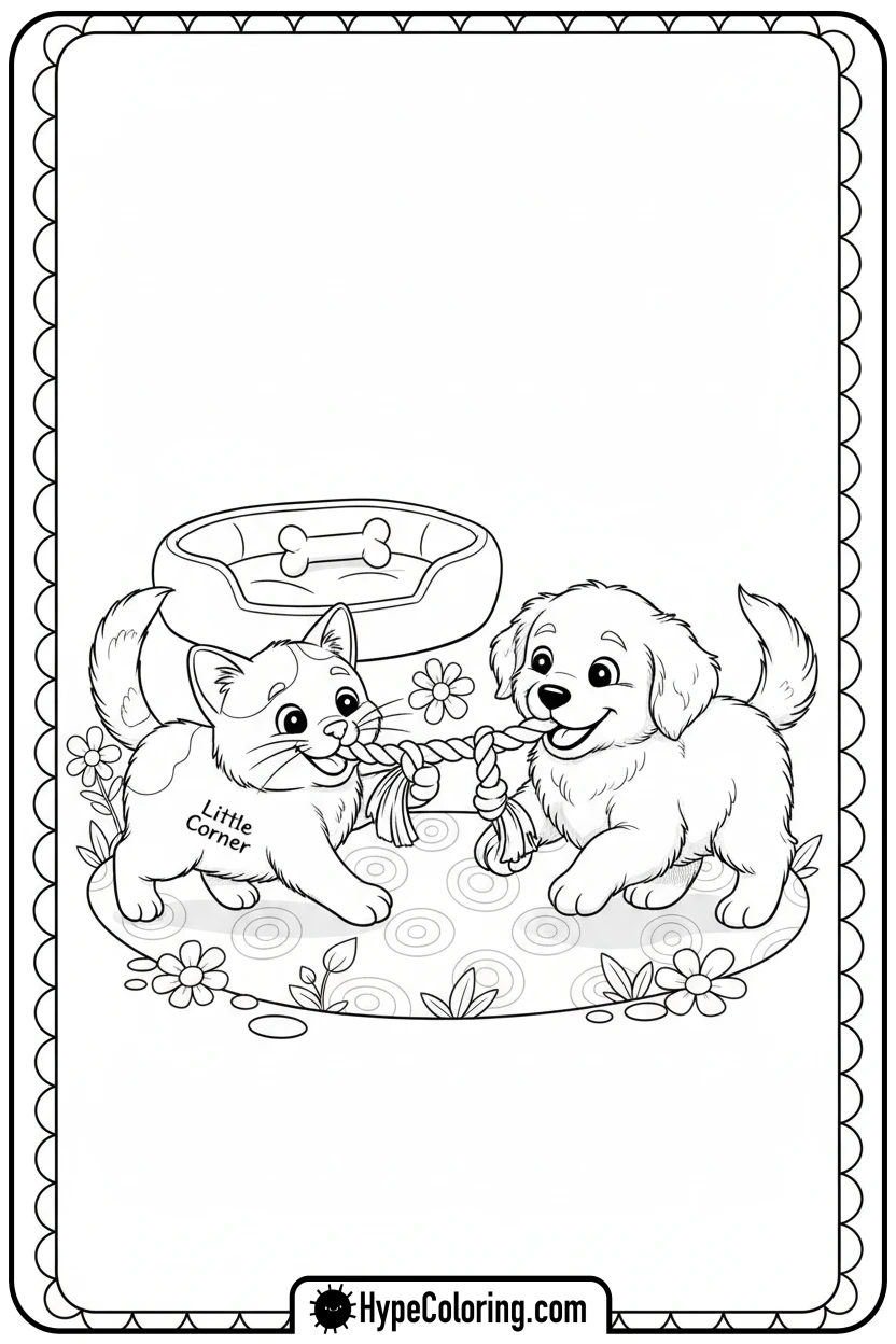 little-corner-playing-with-puppy - Little Corner coloring pages