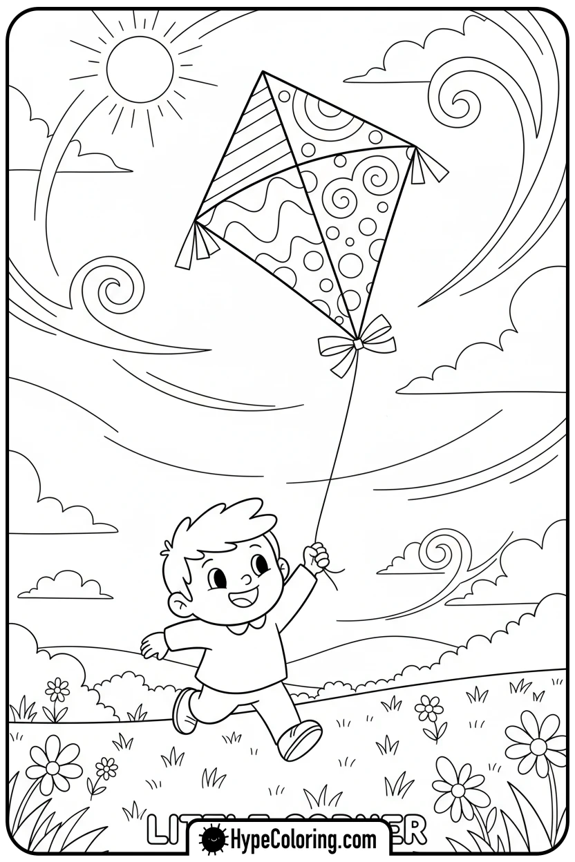 little-corner-flying-a-kite - Little Corner coloring pages