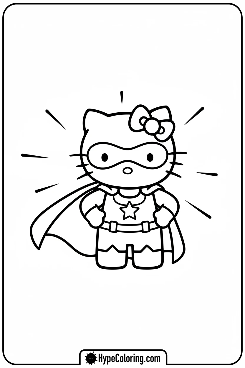 Click to download PDF hello-kitty-superhero-pose - Hello Kitty Pixel Art Coloring Pages