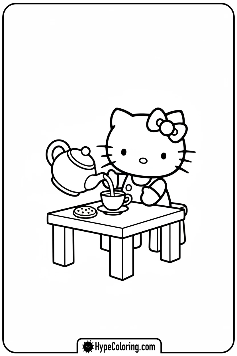 Click to download PDF hello-kitty-tea-party - Hello Kitty Pixel Art Coloring Pages