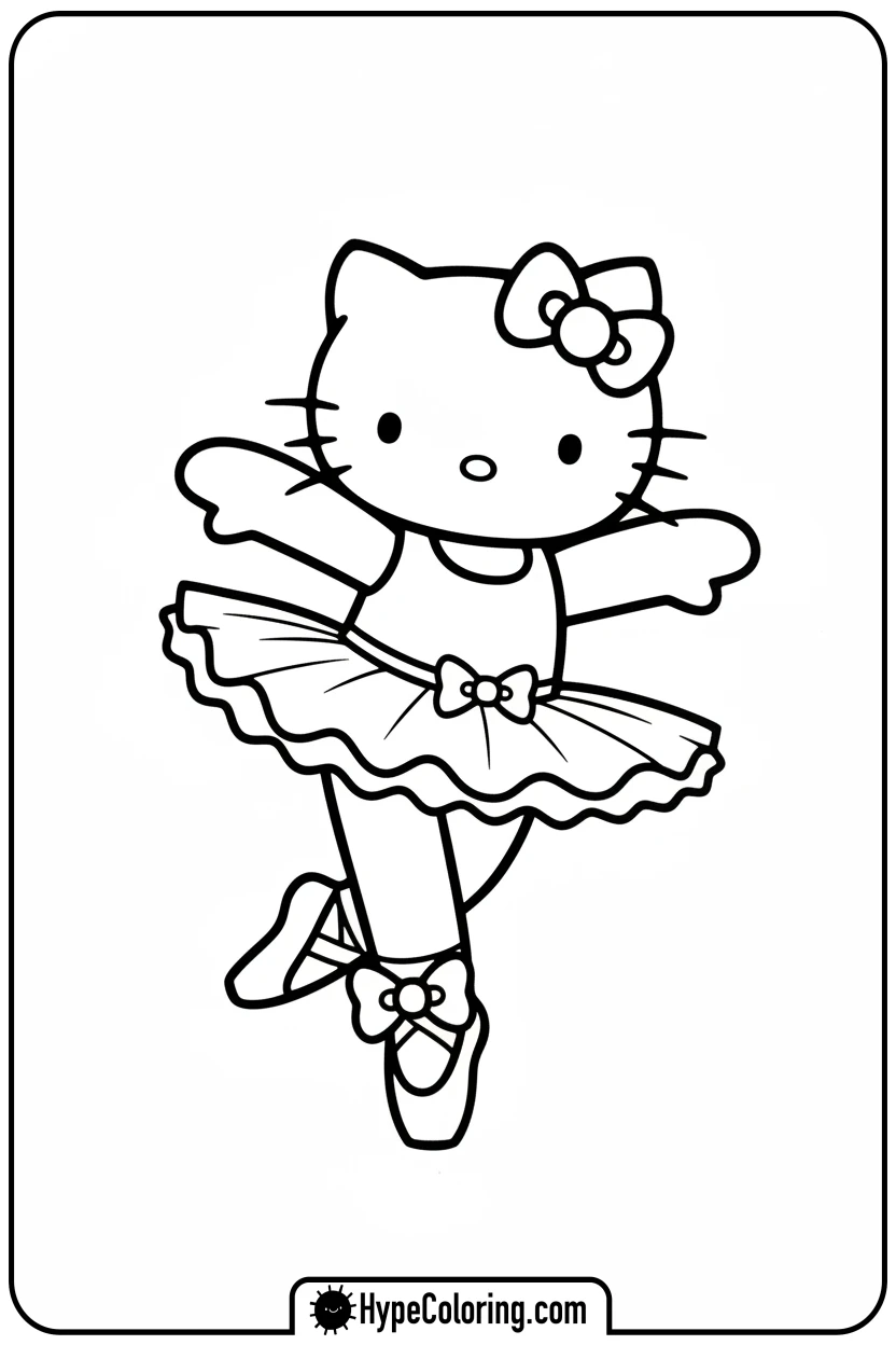 Click to download PDF hello-kitty-ballet-dancer - Hello Kitty Pixel Art Coloring Pages
