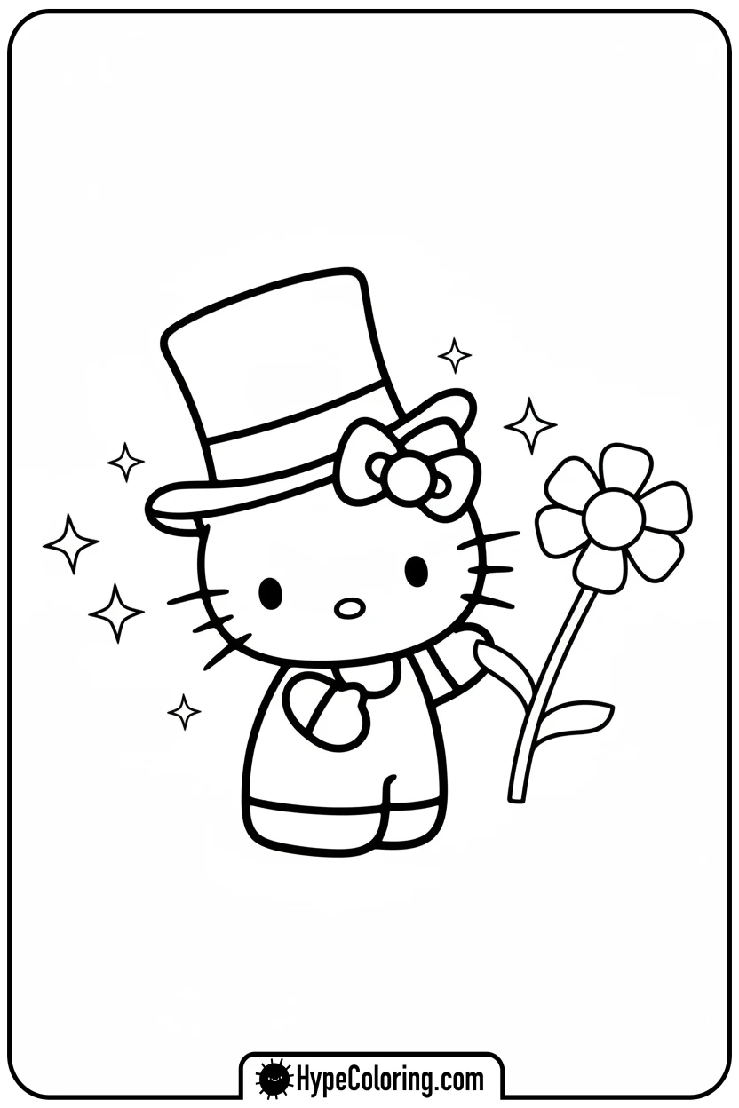 Click to download PDF hello-kitty-magician-trick - Hello Kitty Pixel Art Coloring Pages