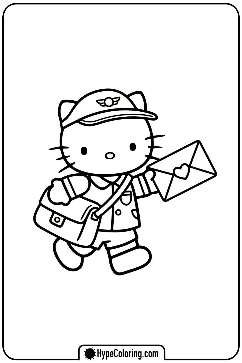 Click to download PDF hello-kitty-mail-carrier - Hello Kitty Pixel Art Coloring Pages