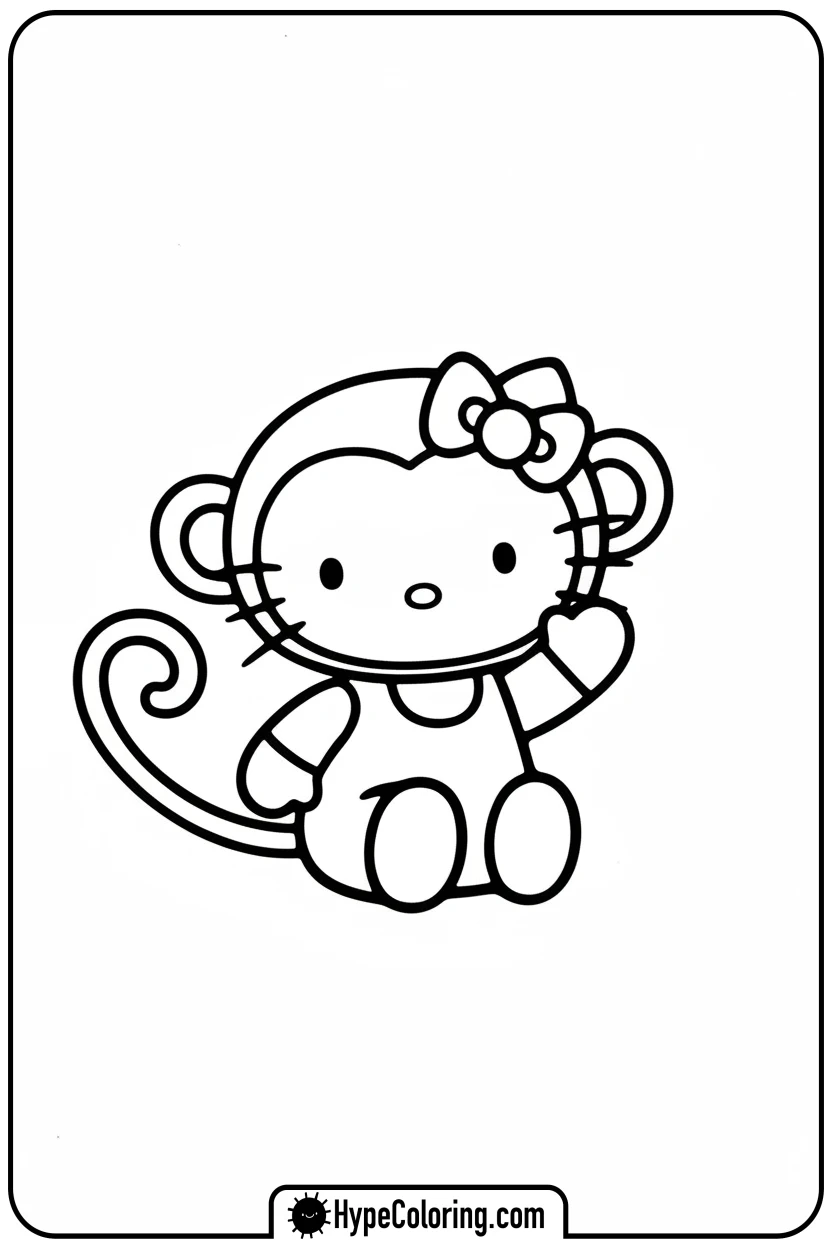 hello-kitty-monkey-trace-waving - Hello Kitty Monkey Trace