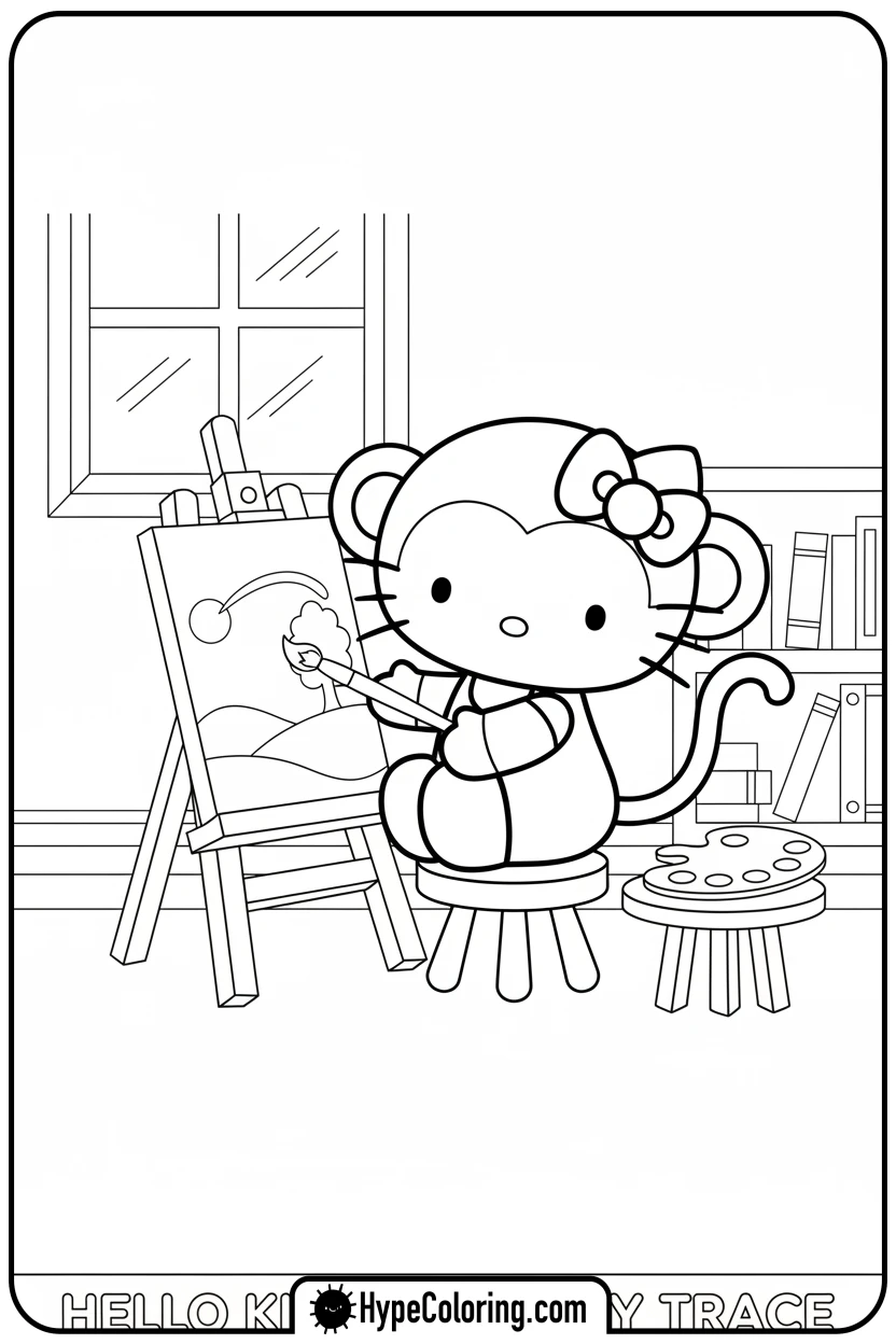 hello-kitty-monkey-trace-painting - Hello Kitty Monkey Trace