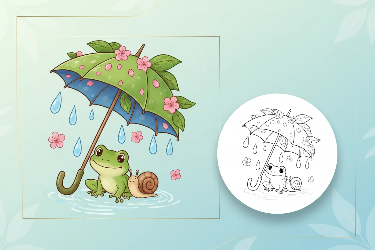 the-spring-umbrella-character-gently - Spring Umbrella Coloring Page