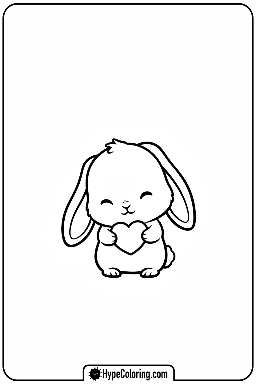 chibi-bunny-offering-a-heart - Coloring Page Chibi Bunny and Heart