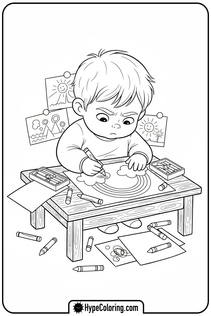 Click to download PDF cozy-drawing-at-a-desk - cozy corner coloring page