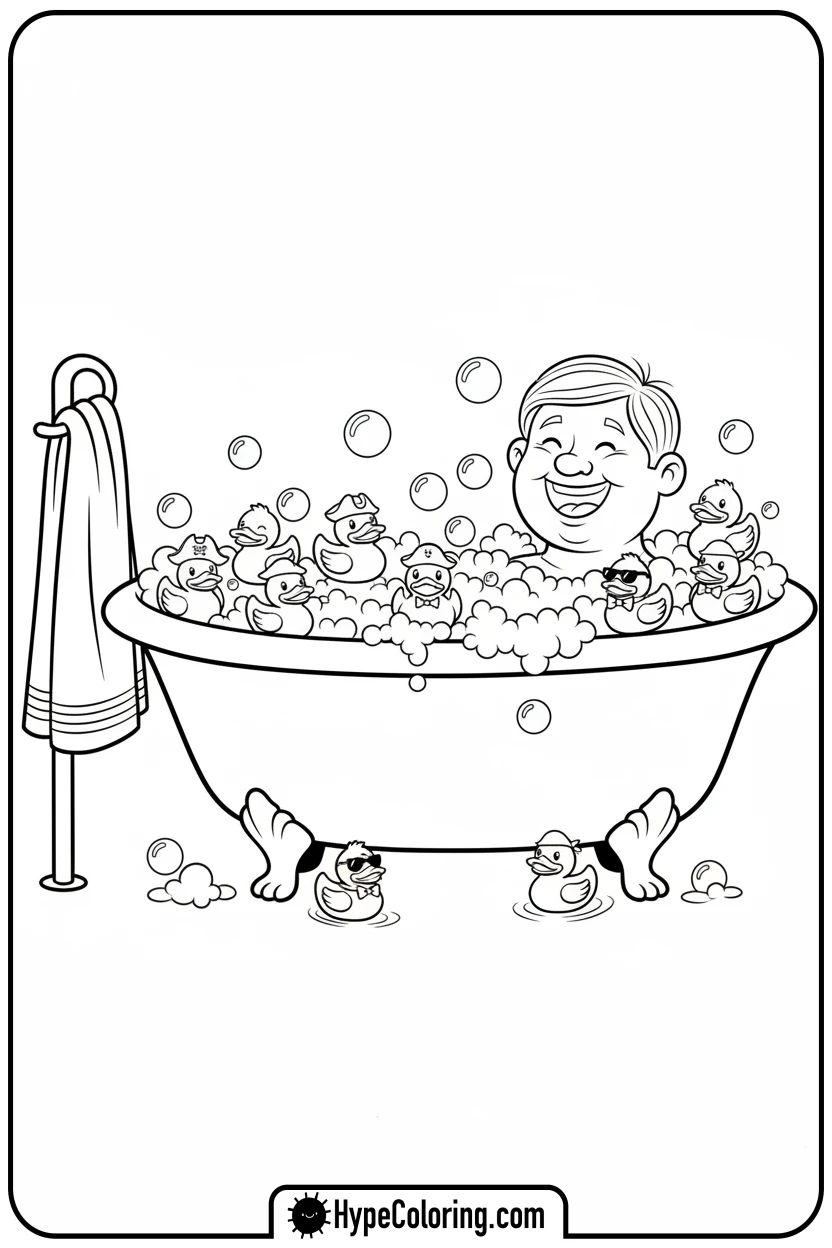 Click to download PDF cozy-taking-a-bubble-bath - cozy corner coloring page