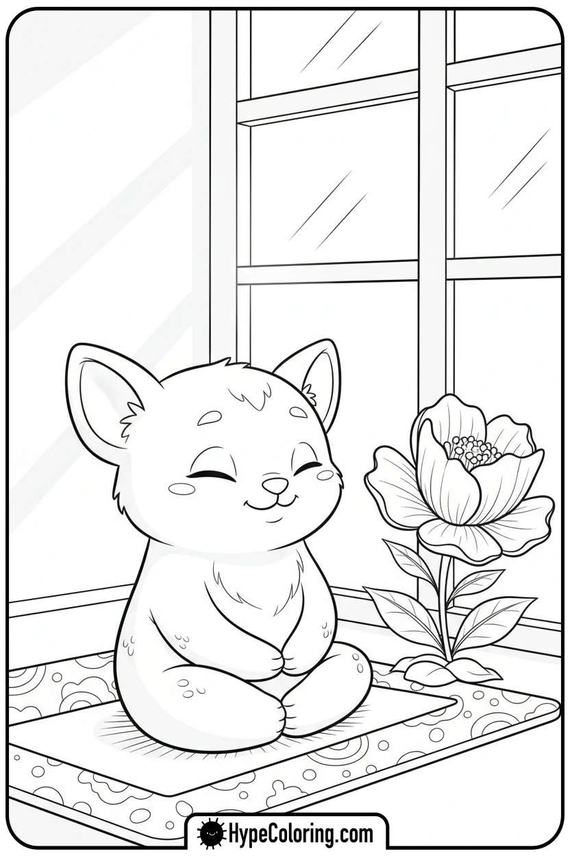Click to download PDF cozy-meditating - cozy corner coloring page