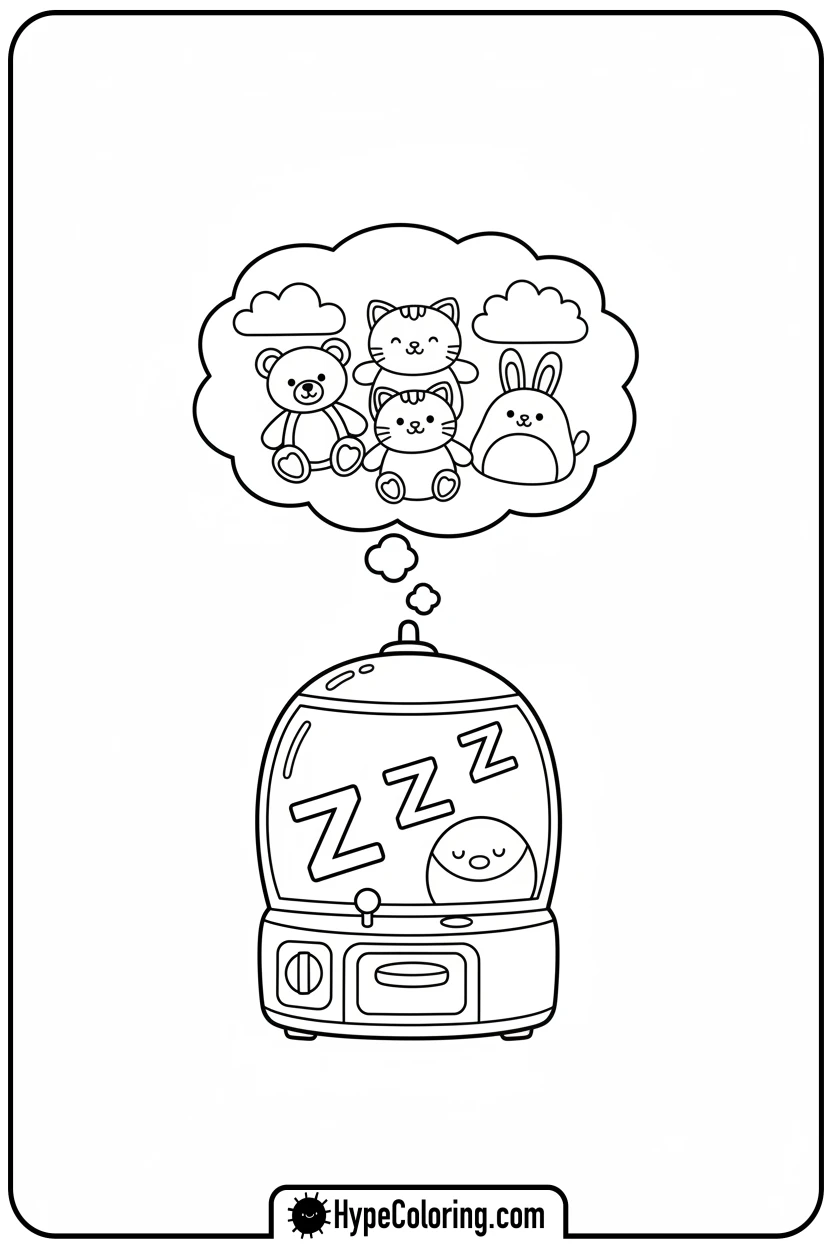 claw-machine-dreaming - Plushie Claw Machine Coloring Pages