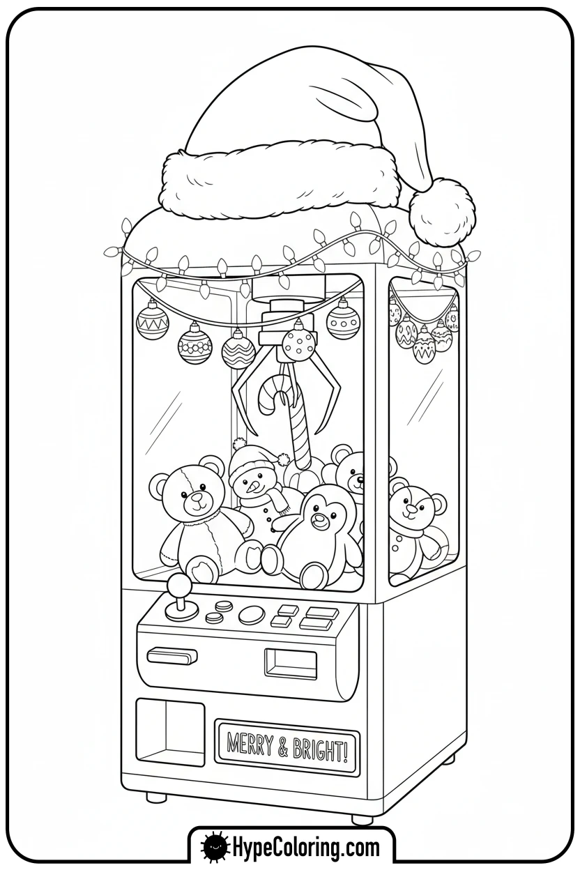 claw-machine-holiday-decor - Plushie Claw Machine Coloring Pages