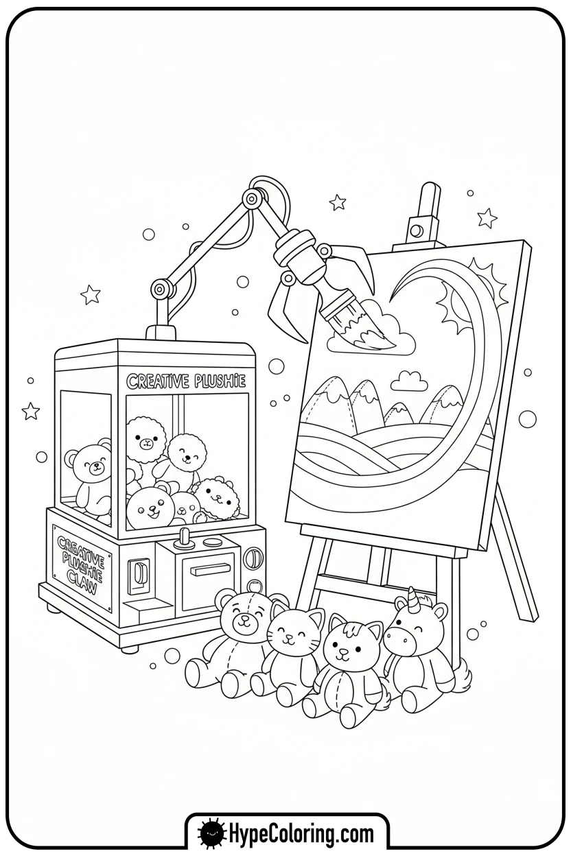 claw-machine-painting - Plushie Claw Machine Coloring Pages