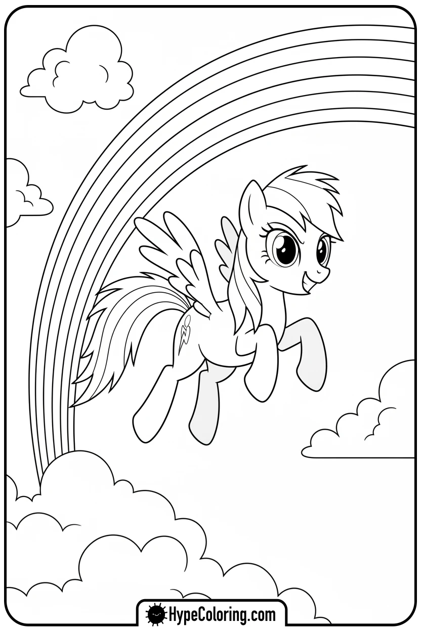 rainbow-dash-flying-a-sonic-rainboom - My Little Pony Colouring page