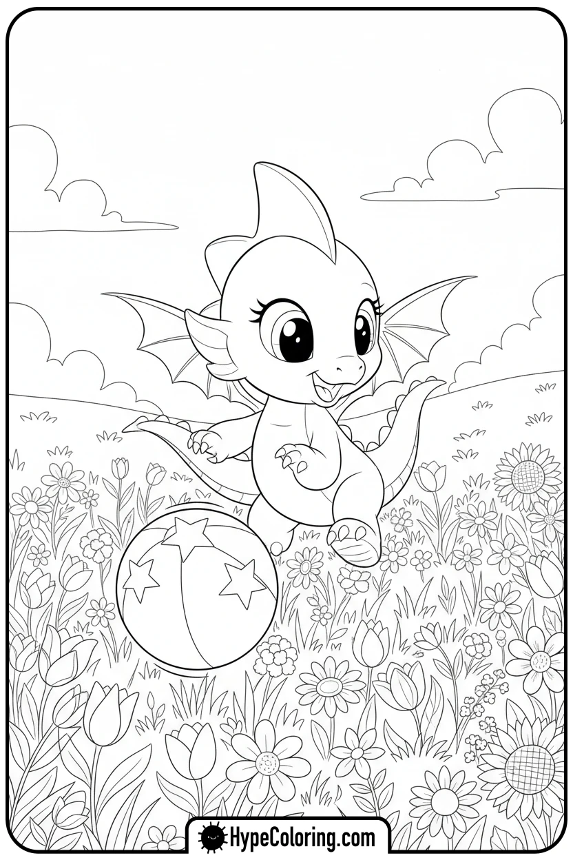 spike-chasing-a-ball - My Little Pony Colouring page