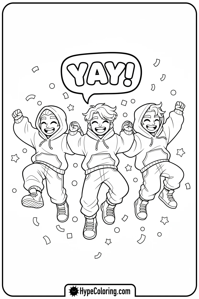 Click to download PDF three-skz-characters-jumping - Skz Coloring Sheets