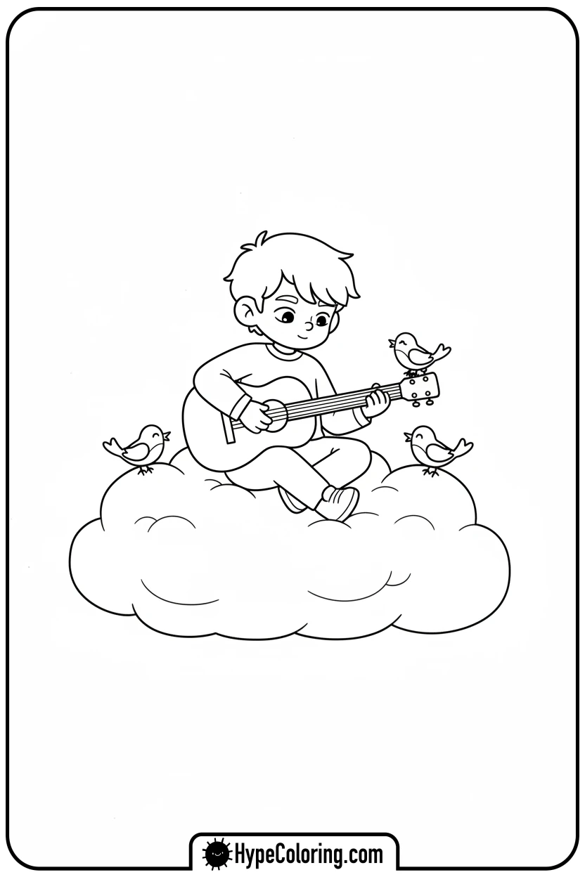 Click to download PDF skz-character-playing-guitar-on-cloud - Skz Coloring Sheets