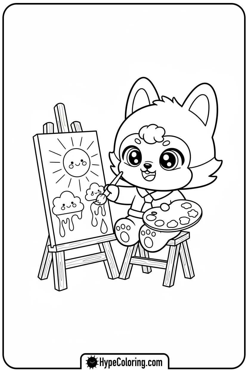 Click to download PDF skz-character-painting-on-easel - Skz Coloring Sheets