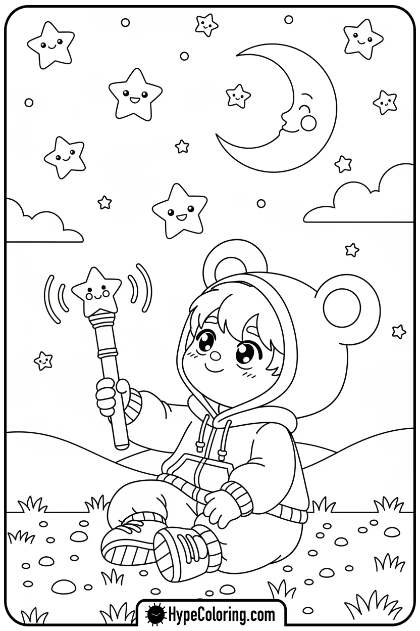 Click to download PDF skz-character-stargazing-with-light-stick - Skz Coloring Sheets