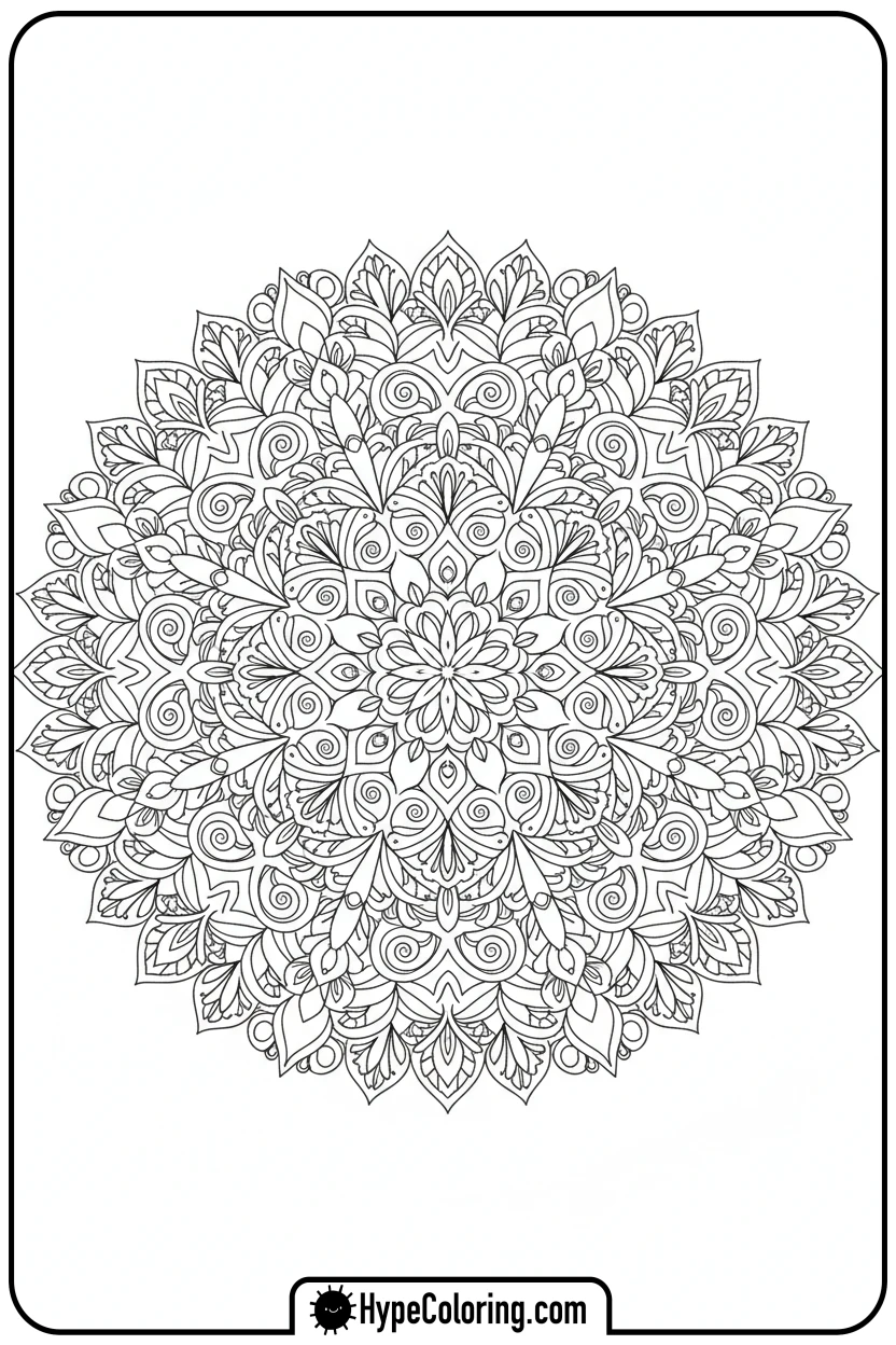 geometric-flower-pattern-mandala - coloring page flowers