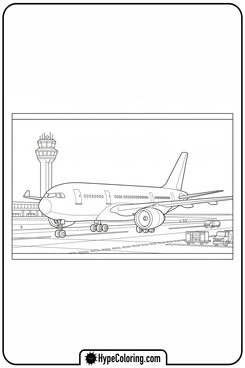 airplane-taxiing-at-airport - coloring page of an airplane